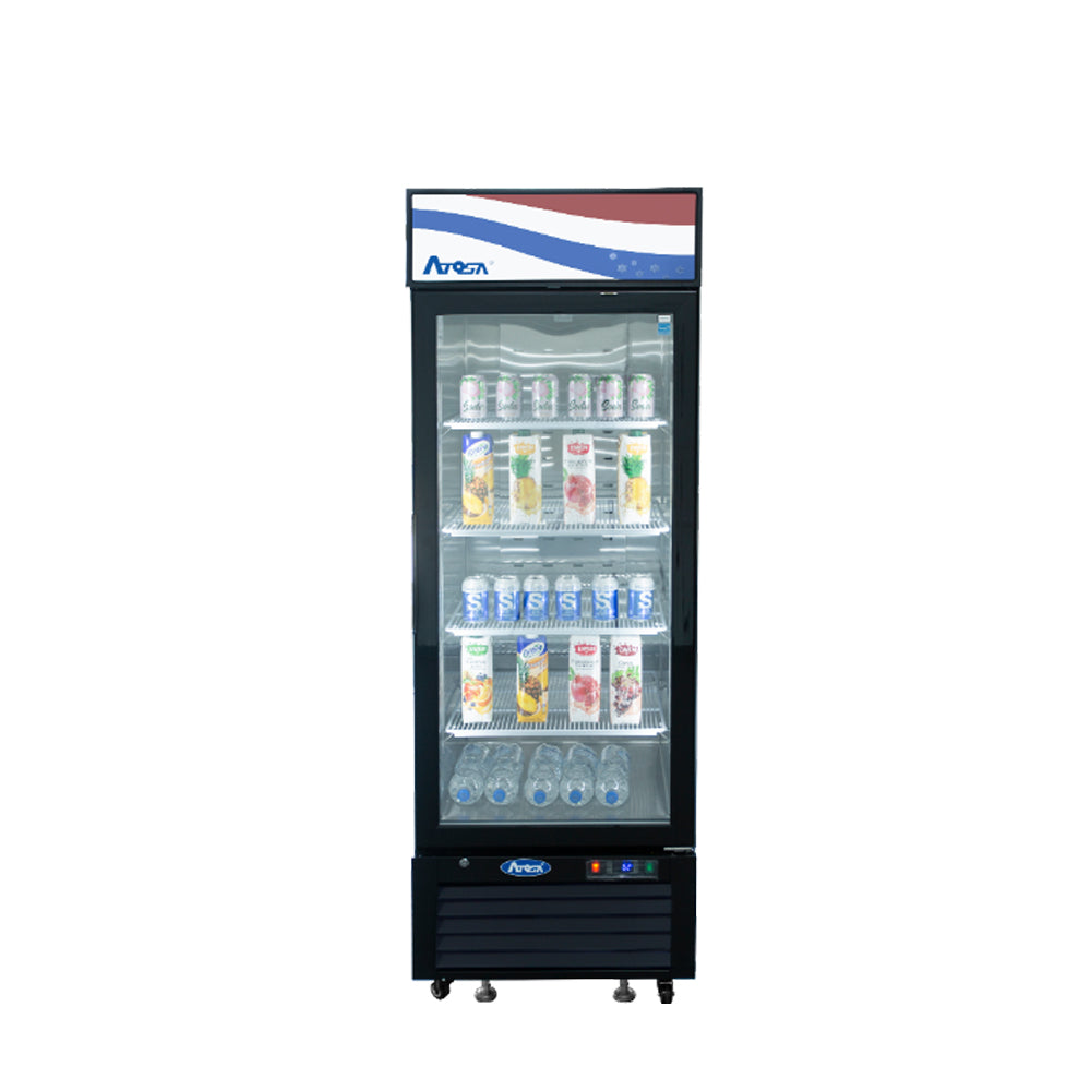 Atosa - MCF8722GR – Black Exterior Glass One (1) Door Merchandiser Refrigerator