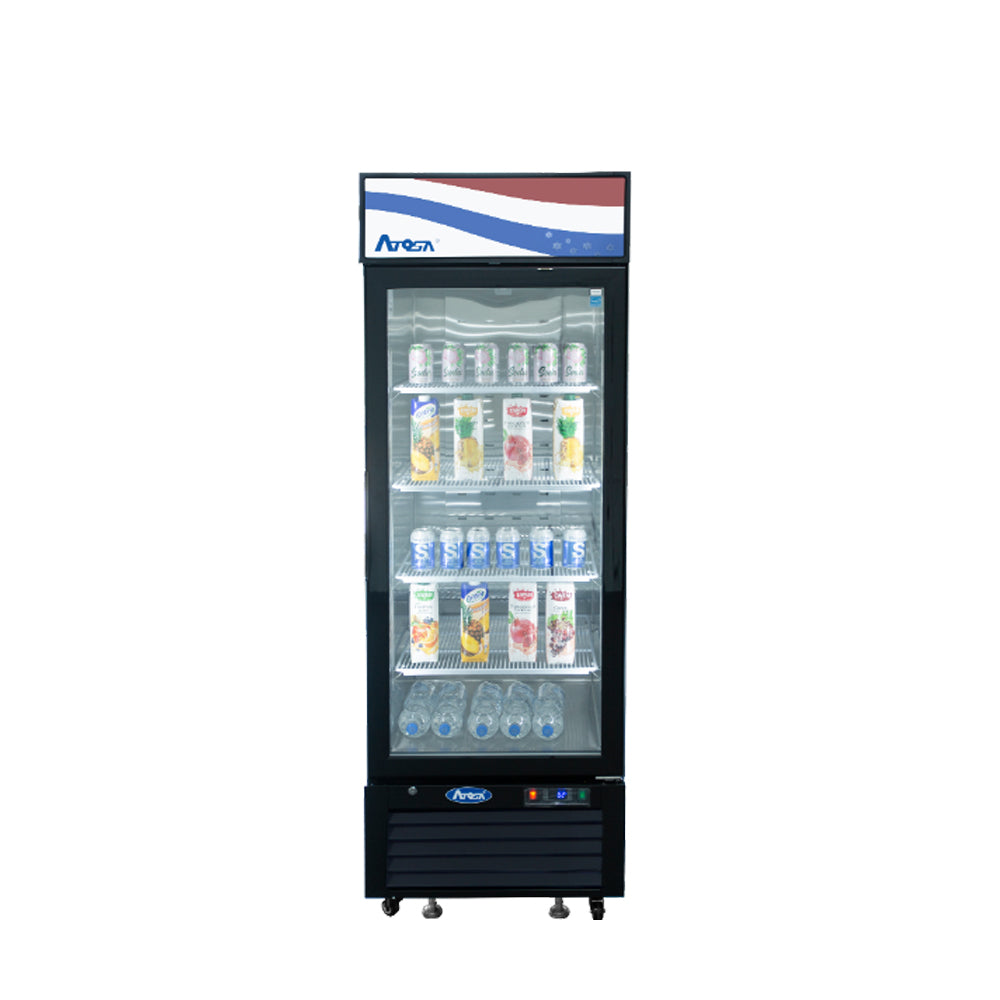 Atosa - MCF8725GR – Black Exterior Glass One (1) Door Merchandiser Refrigerator